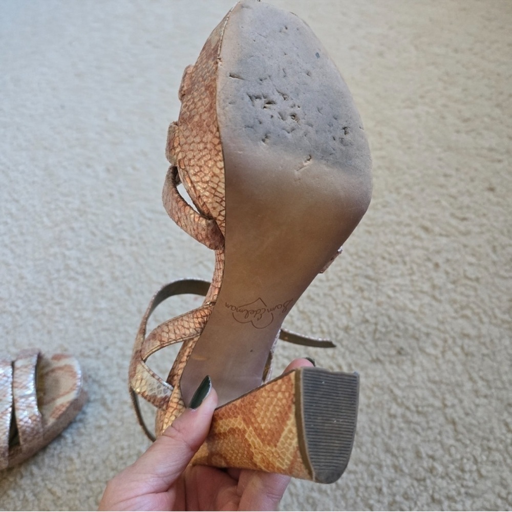 Sam Edelman Taryn Rose Metallic Python Snake-Print Embossed Platform Heels 7.5 - Picture 7 of 8